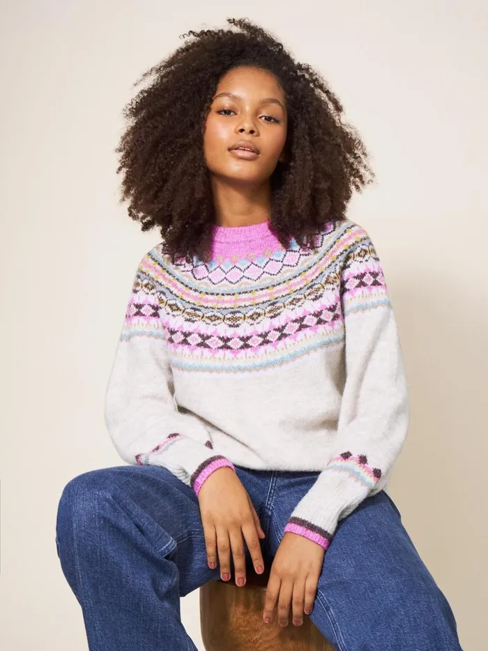 Women KNITWEAR White Stuff POPPY FAIRISLE JUMPER White Multi Women KNITWEAR White Stuff POPPY FAIRISLE JUMPER White Multi