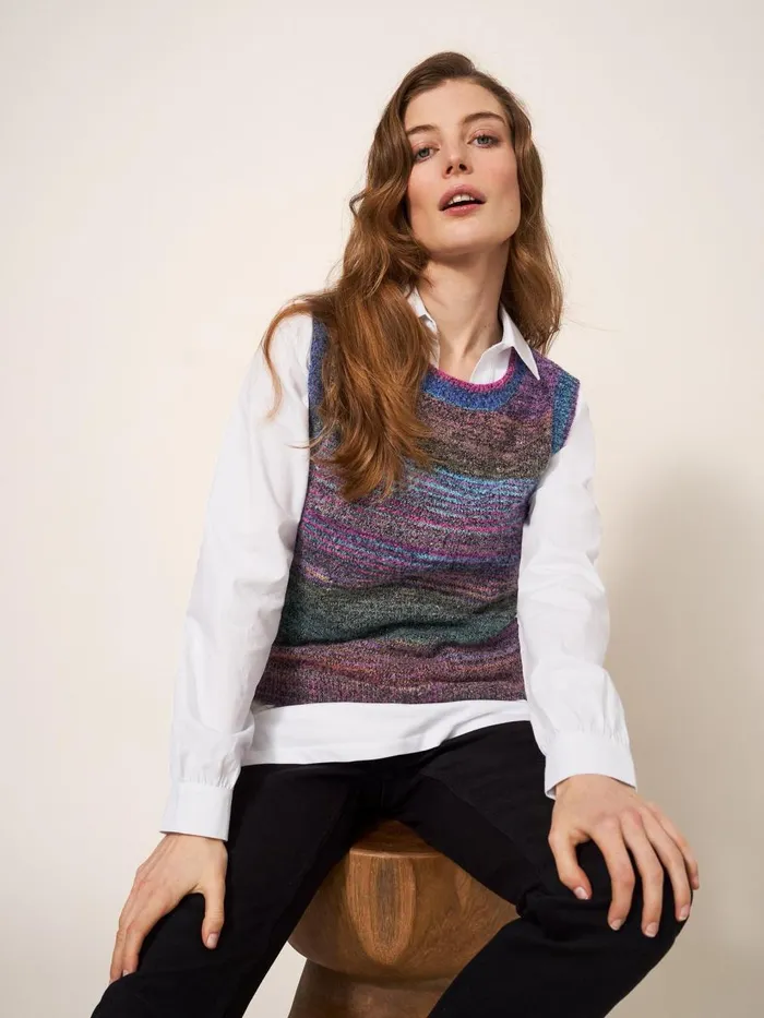 Women KNITWEAR White Stuff SAKURA TANK Green Multi Women KNITWEAR White Stuff SAKURA TANK Green Multi