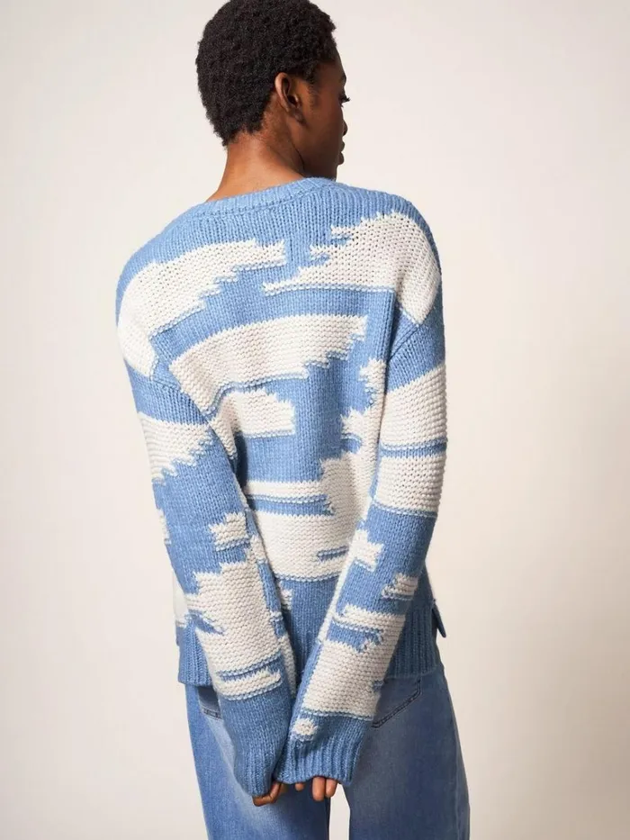 Women KNITWEAR White Stuff WAVE JUMPER Blue Multi