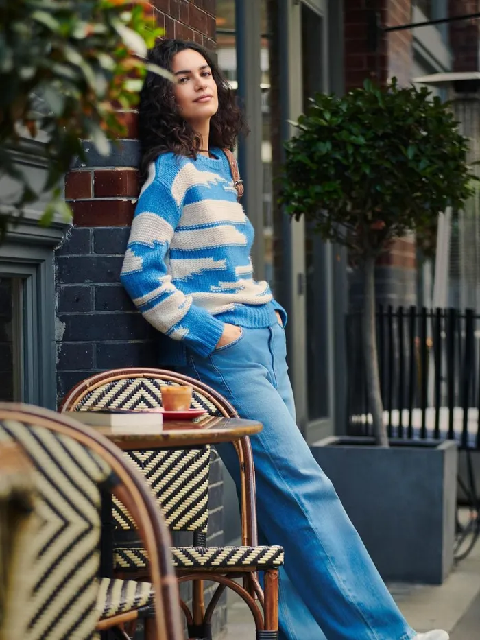 Women KNITWEAR White Stuff WAVE JUMPER Blue Multi