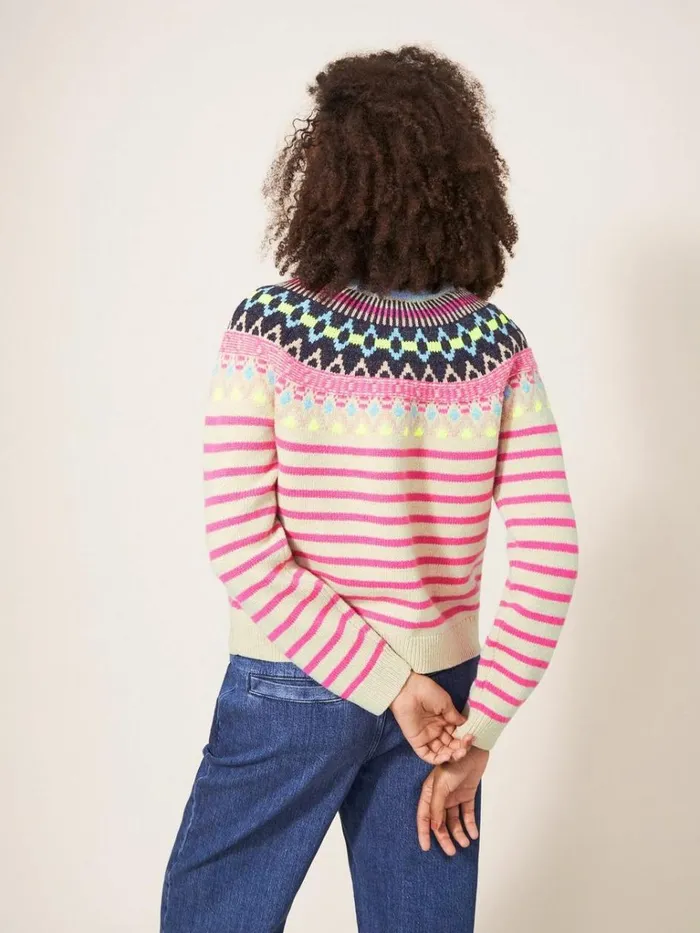 Women KNITWEAR White Stuff WOODLAND FAIRISLE CARDI Pink Multi Women KNITWEAR White Stuff WOODLAND FAIRISLE CARDI Pink Multi