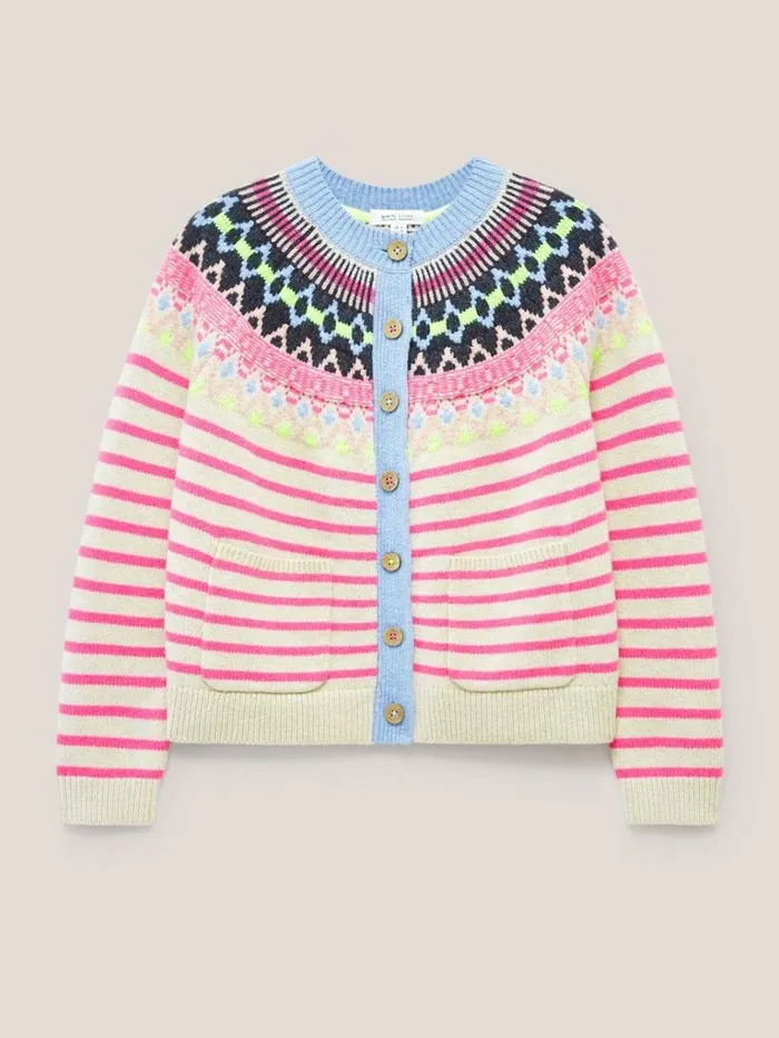Women KNITWEAR White Stuff WOODLAND FAIRISLE CARDI Pink Multi Women KNITWEAR White Stuff WOODLAND FAIRISLE CARDI Pink Multi