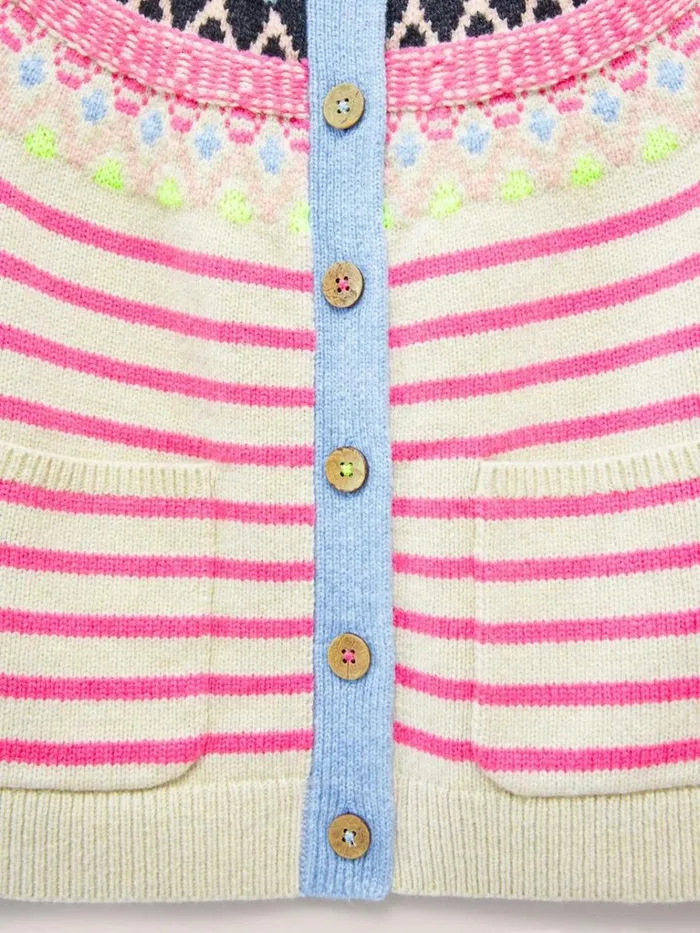 Women KNITWEAR White Stuff WOODLAND FAIRISLE CARDI Pink Multi Women KNITWEAR White Stuff WOODLAND FAIRISLE CARDI Pink Multi