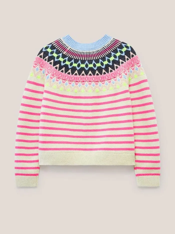 Women KNITWEAR White Stuff WOODLAND FAIRISLE CARDI Pink Multi Women KNITWEAR White Stuff WOODLAND FAIRISLE CARDI Pink Multi