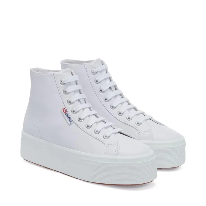 Women Lady Shoes Woman 2708 HI TOP NAPPA Wedge OPTICAL WHITE Superga Platform