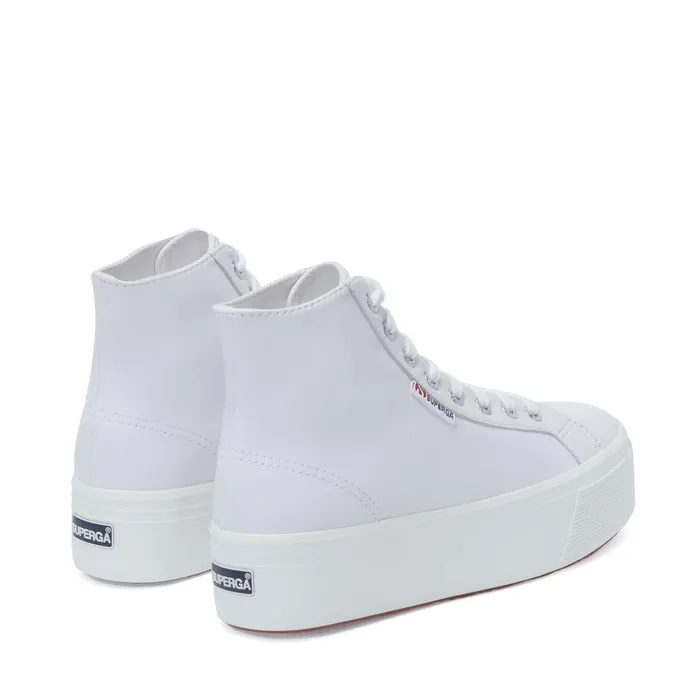 Women Lady Shoes Woman 2708 HI TOP NAPPA Wedge OPTICAL WHITE Superga Platform
