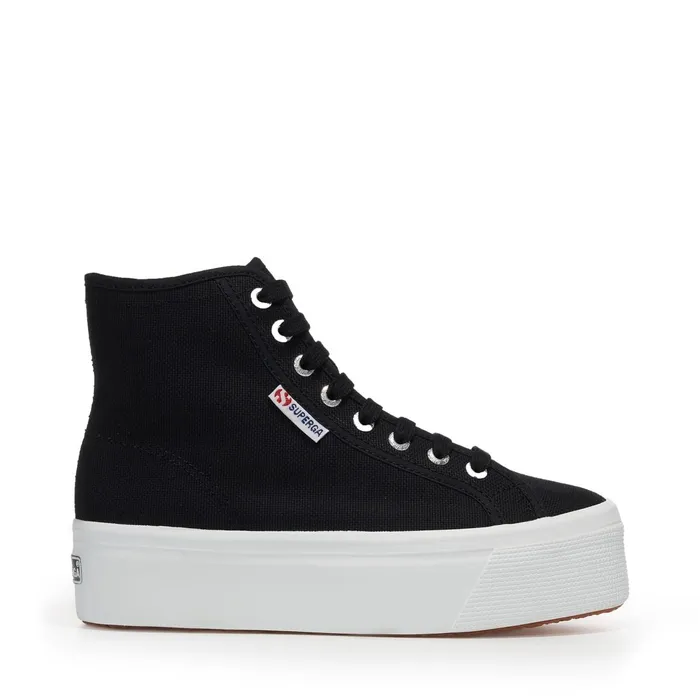 Women Lady Shoes Woman 2708 HI TOP Wedge BLACKFWHITE Superga Platform