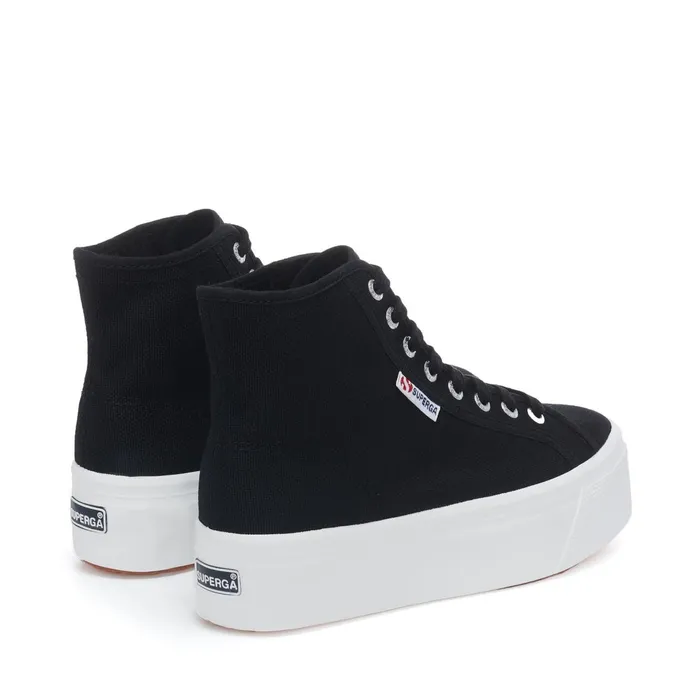 Women Lady Shoes Woman 2708 HI TOP Wedge BLACKFWHITE Superga Platform