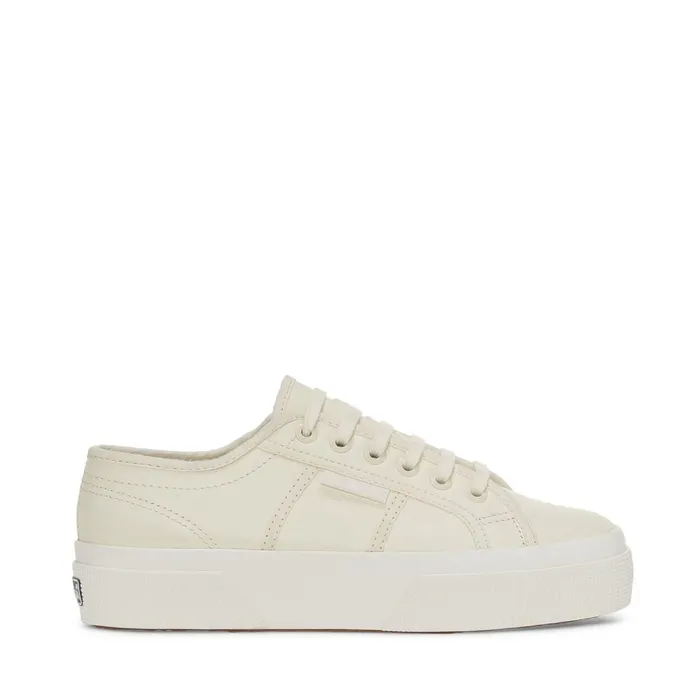 Women Lady Shoes Woman 2740 PLATFORM TUMBLED LEATHER Wedge BEIGE NATURALFAVORIO Superga Platform