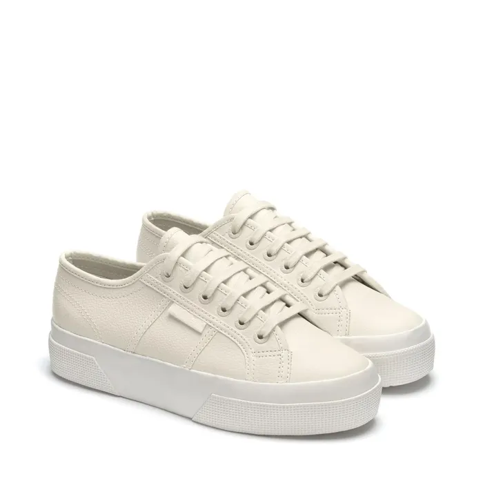 Women Lady Shoes Woman 2740 PLATFORM TUMBLED LEATHER Wedge BEIGE NATURALFAVORIO Superga Platform