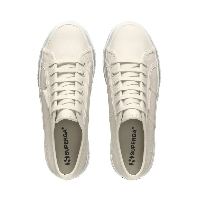 Women Lady Shoes Woman 2740 PLATFORM TUMBLED LEATHER Wedge BEIGE NATURALFAVORIO Superga Platform