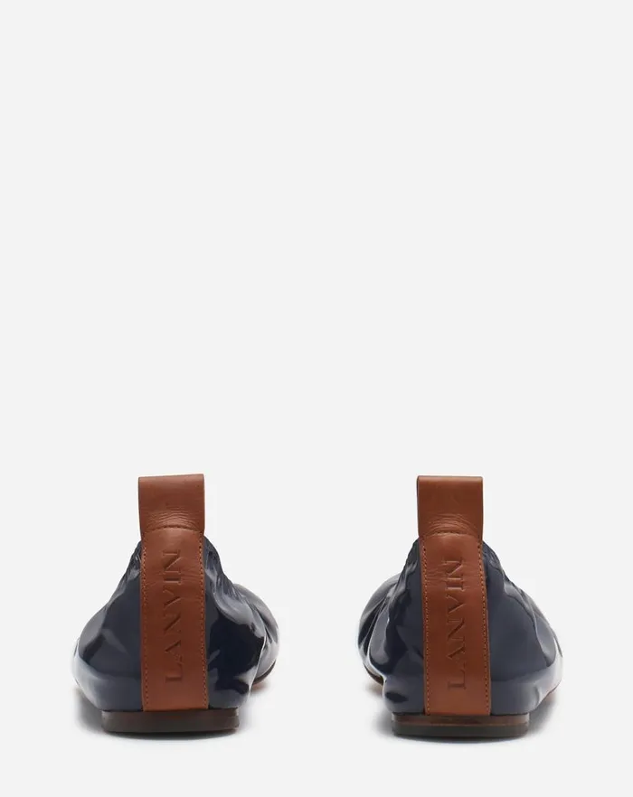 Women Lanvin Ballerinas The Ballerina Flat In Patent Leather Navy Blue
