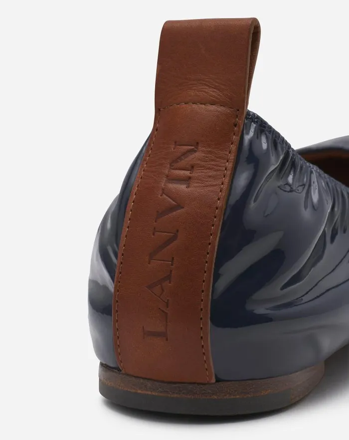 Women Lanvin Ballerinas The Ballerina Flat In Patent Leather Navy Blue