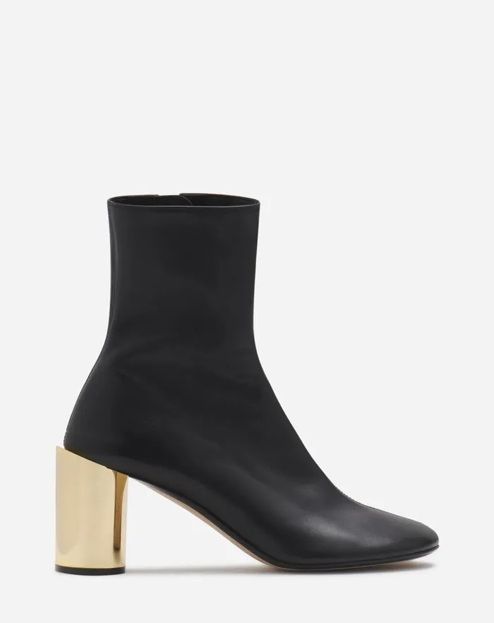 Women Lanvin Boots and Booties Leather Sequence By Lanvin Chunky Heeled Boots Blackgold