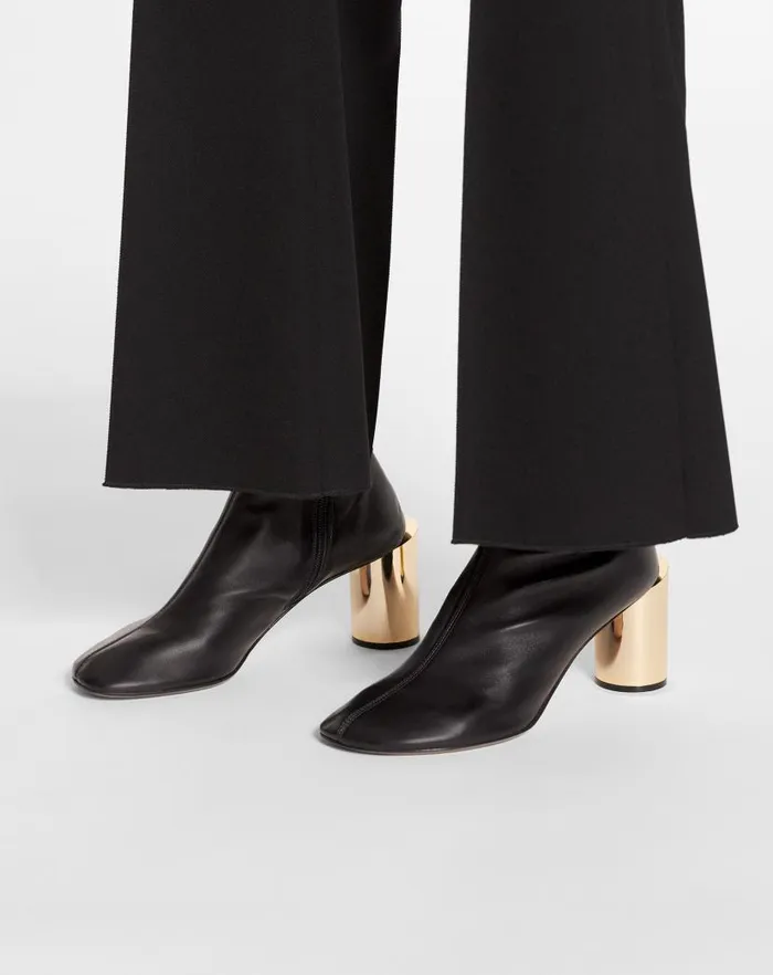 Women Lanvin Boots and Booties Leather Sequence By Lanvin Chunky Heeled Boots Blackgold