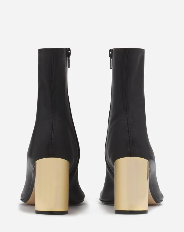 Women Lanvin Boots and Booties Leather Sequence By Lanvin Chunky Heeled Boots Blackgold