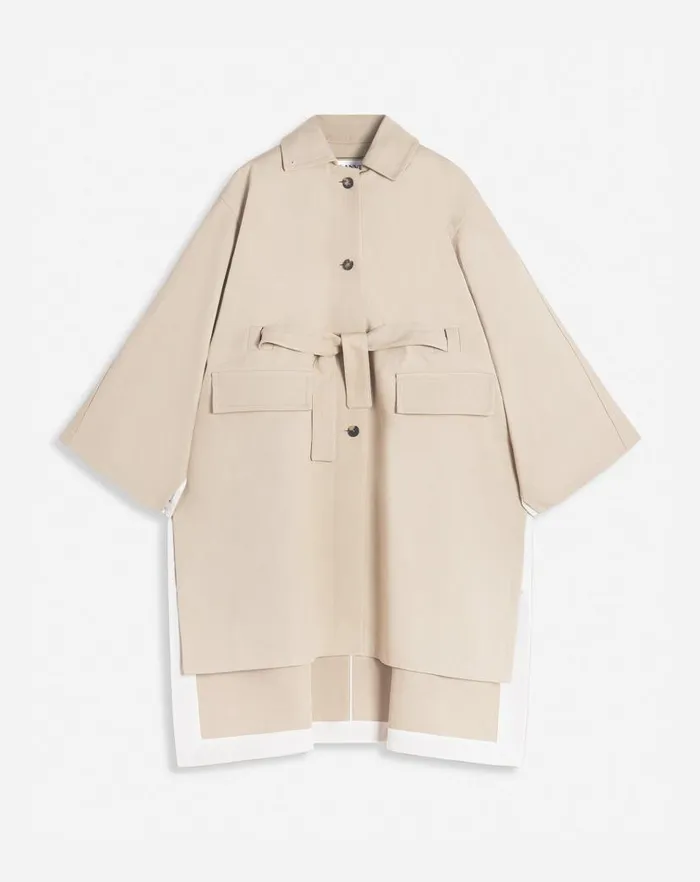 Women Lanvin Coats and Jackets Cape Coat With A Collar Dark Beige