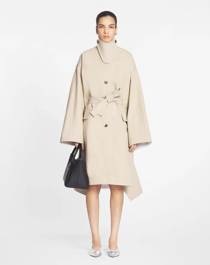 Women Lanvin Coats and Jackets Cape Coat With A Collar Dark Beige Women Lanvin Coats and Jackets Cape Coat With A Collar Dark Beige