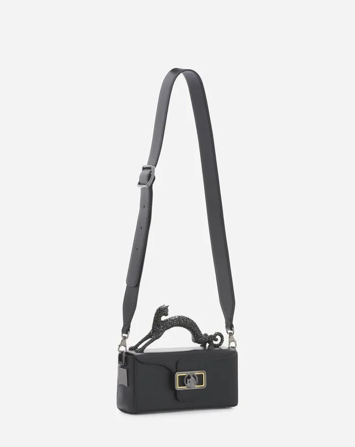 Women Lanvin Crossbody Bags and Shoulder Bags Nano Pencil Cat Leather Bag Black Women Lanvin Crossbody Bags and Shoulder Bags Nano Pencil Cat Leather Bag Black