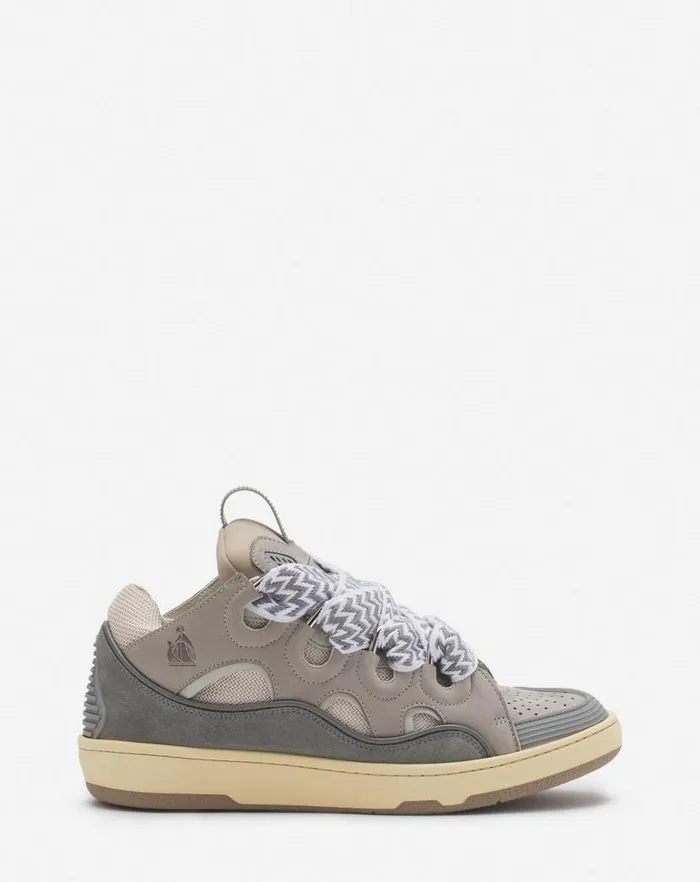 Women Lanvin Curb Leather Curb Sneakers Grey 2