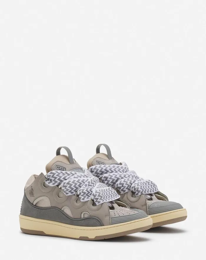 Women Lanvin Curb Leather Curb Sneakers Grey 2 Women Lanvin Curb Leather Curb Sneakers Grey 2
