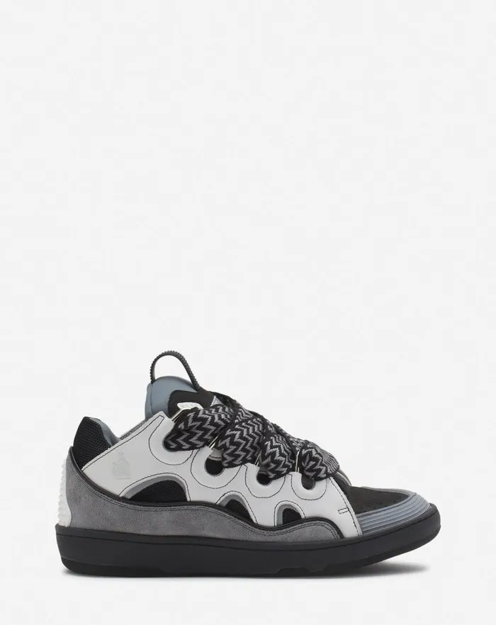 Women Lanvin Curb Leather Curb Sneakers Whiteanthracite