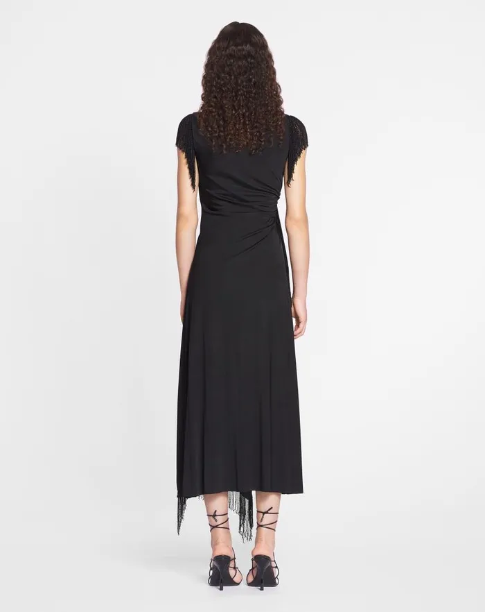 Women Lanvin Dresses Embroidered Sleeveless Dress Black Women Lanvin Dresses Embroidered Sleeveless Dress Black