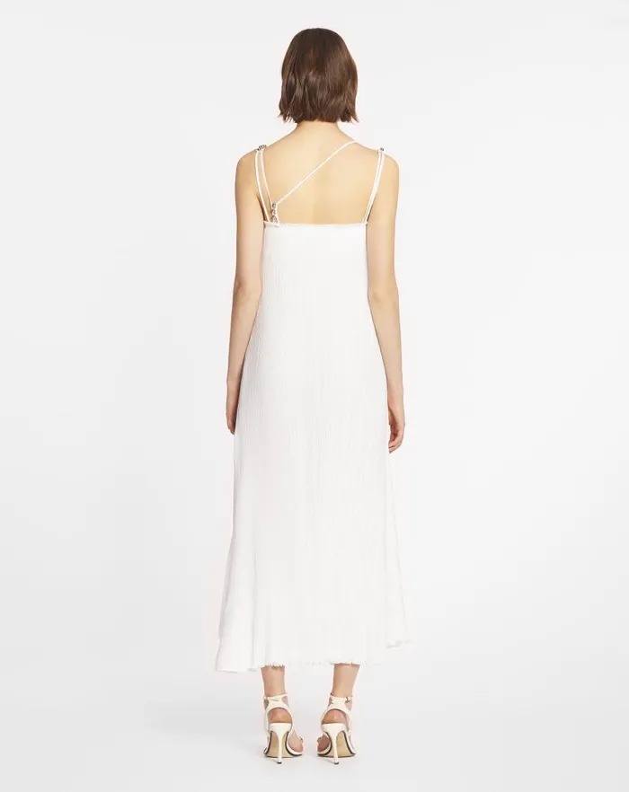 Women Lanvin Dresses Pleated Dress With Straps Off White Women Lanvin Dresses Pleated Dress With Straps Off White