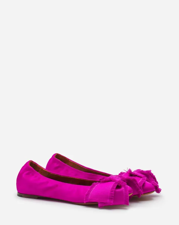 Women Lanvin Loafers Ballerina Flat With A Satin Bow Fuchsia Women Lanvin Loafers Ballerina Flat With A Satin Bow Fuchsia