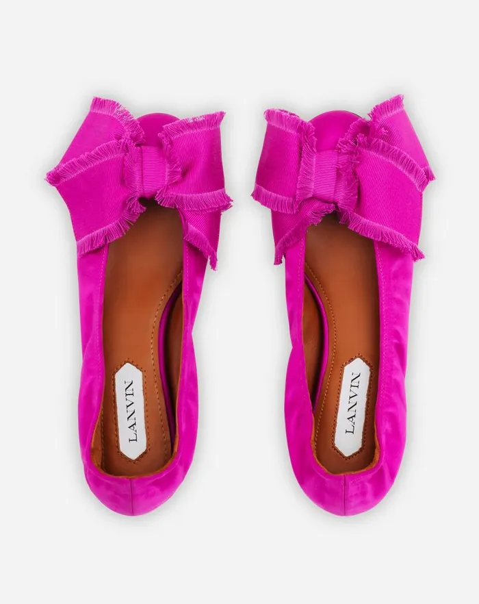 Women Lanvin Loafers Ballerina Flat With A Satin Bow Fuchsia Women Lanvin Loafers Ballerina Flat With A Satin Bow Fuchsia