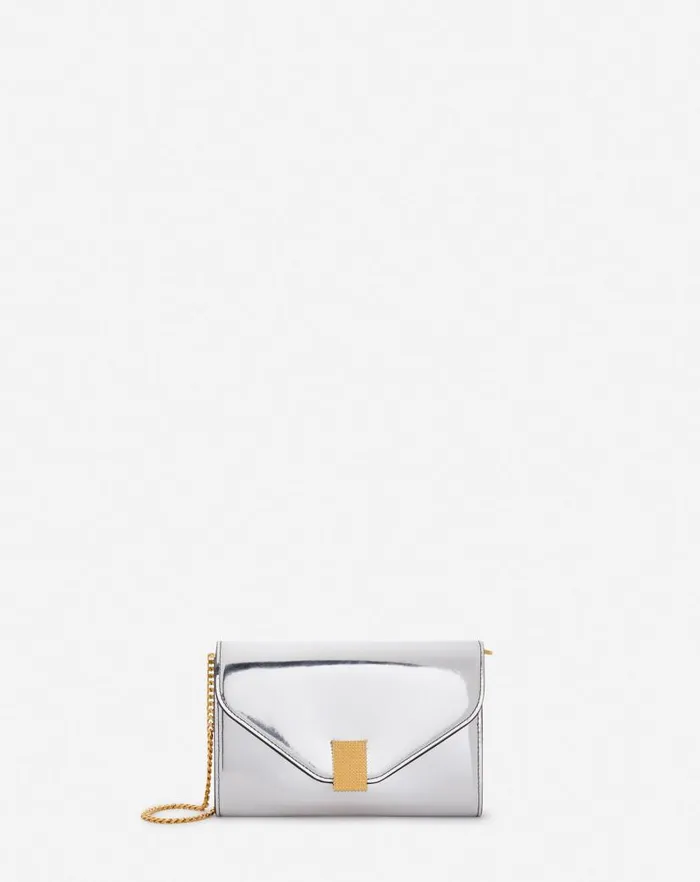Women Lanvin Mini Bags and Clutches Concerto Wallet On Chain Bag In Metallic Leather Silver