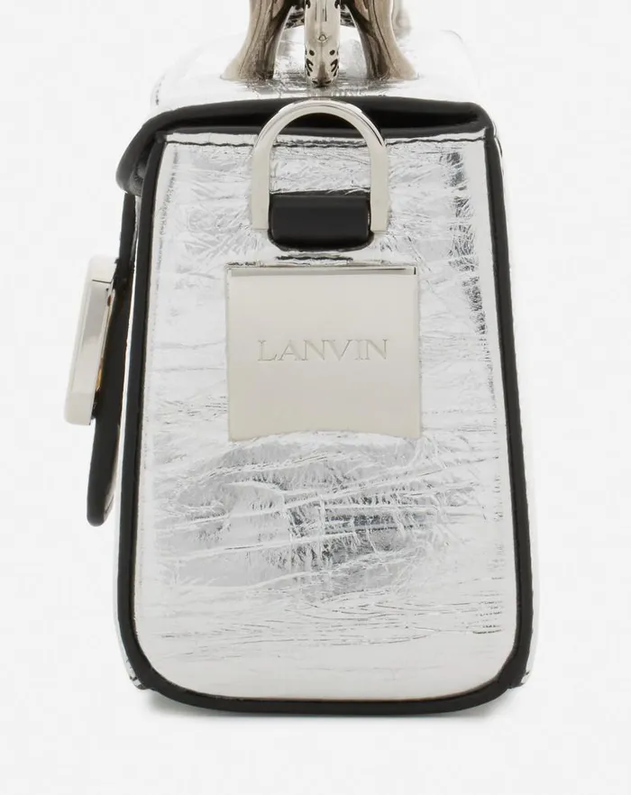 Women Lanvin Mini Bags and Clutches Nano Pencil Cat Bag In Metallic Leather Silver Women Lanvin Mini Bags and Clutches Nano Pencil Cat Bag In Metallic Leather Silver