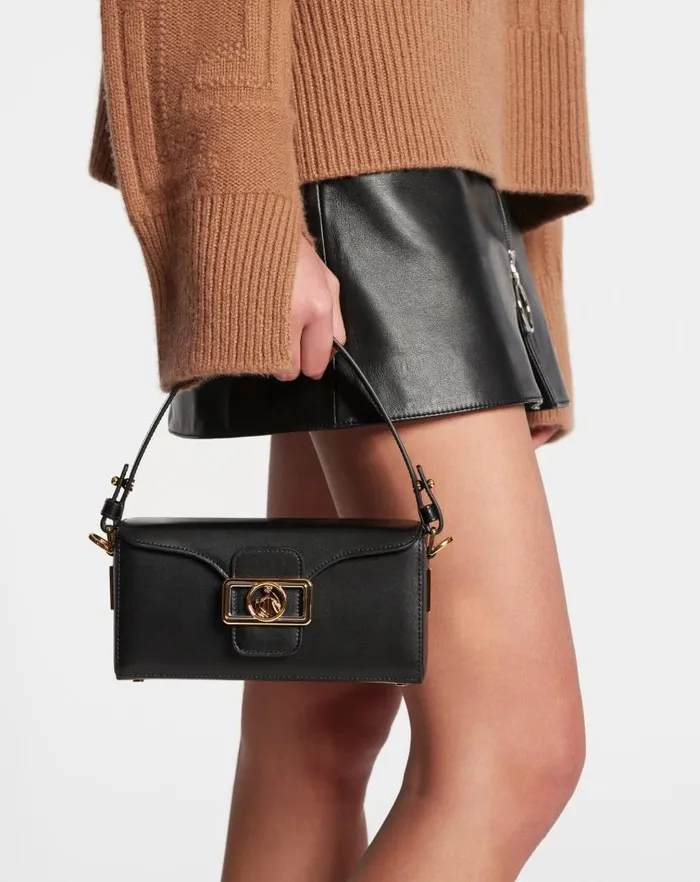 Women Lanvin Mini Bags and Clutches Shiny Leather Nano Pencil Bag Black