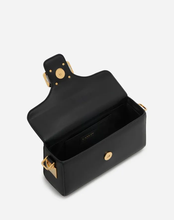 Women Lanvin Mini Bags and Clutches Shiny Leather Nano Pencil Bag Black