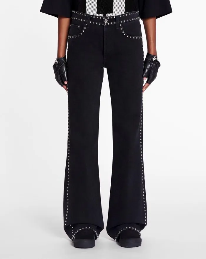 Women Lanvin Pants Lanvin X Future Flared Pants With Studs For Women Black Women Lanvin Pants Lanvin X Future Flared Pants With Studs For Women Black