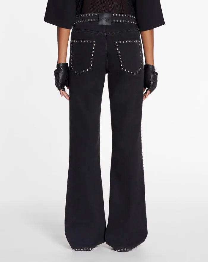 Women Lanvin Pants Lanvin X Future Flared Pants With Studs For Women Black Women Lanvin Pants Lanvin X Future Flared Pants With Studs For Women Black
