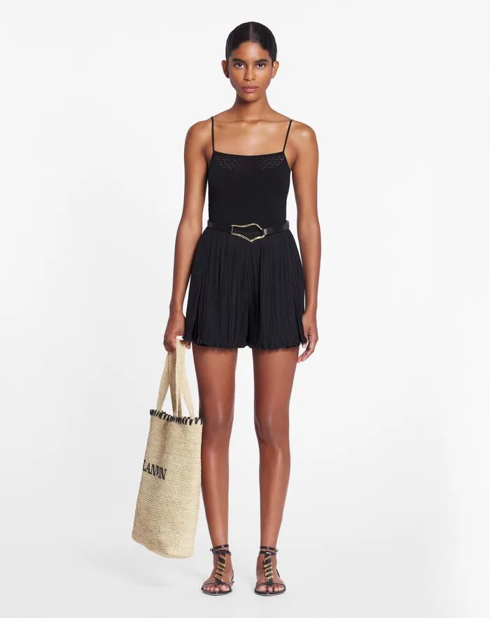 Women Lanvin Pants Pleated Shorts Black