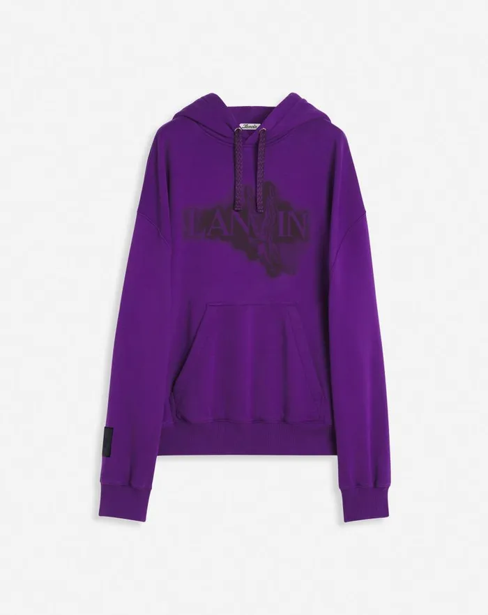Women Lanvin TShirts and Sweatshirts Lanvin X Future Unisex Baggy Hoodie With Eagle Print Purple Reign