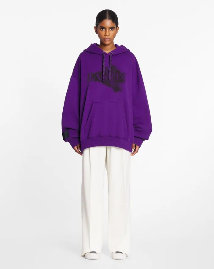 Women Lanvin TShirts and Sweatshirts Lanvin X Future Unisex Baggy Hoodie With Eagle Print Purple Reign Women Lanvin TShirts and Sweatshirts Lanvin X Future Unisex Baggy Hoodie With Eagle Print Purple Reign
