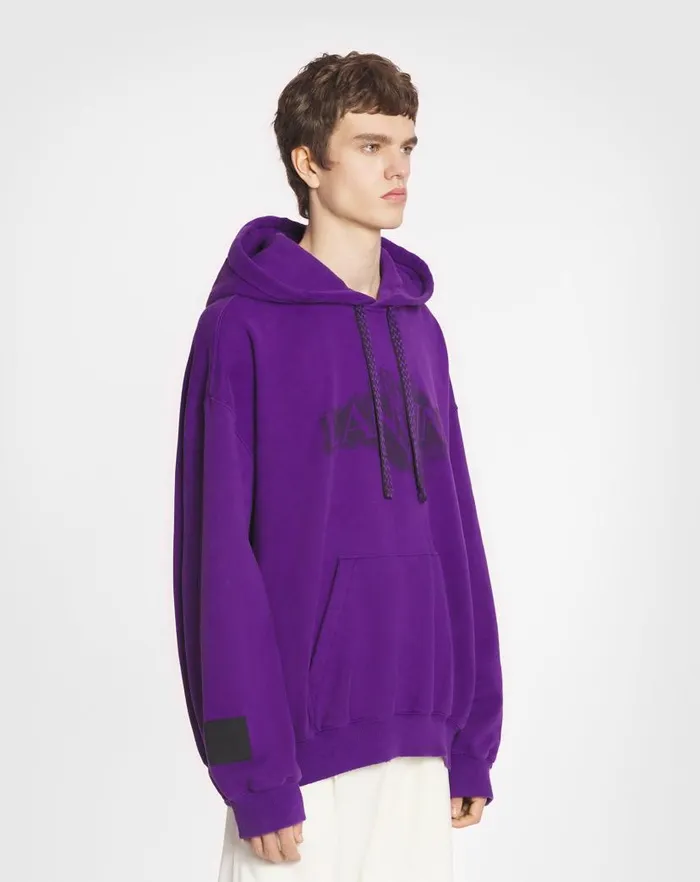 Women Lanvin TShirts and Sweatshirts Lanvin X Future Unisex Baggy Hoodie With Eagle Print Purple Reign Women Lanvin TShirts and Sweatshirts Lanvin X Future Unisex Baggy Hoodie With Eagle Print Purple Reign