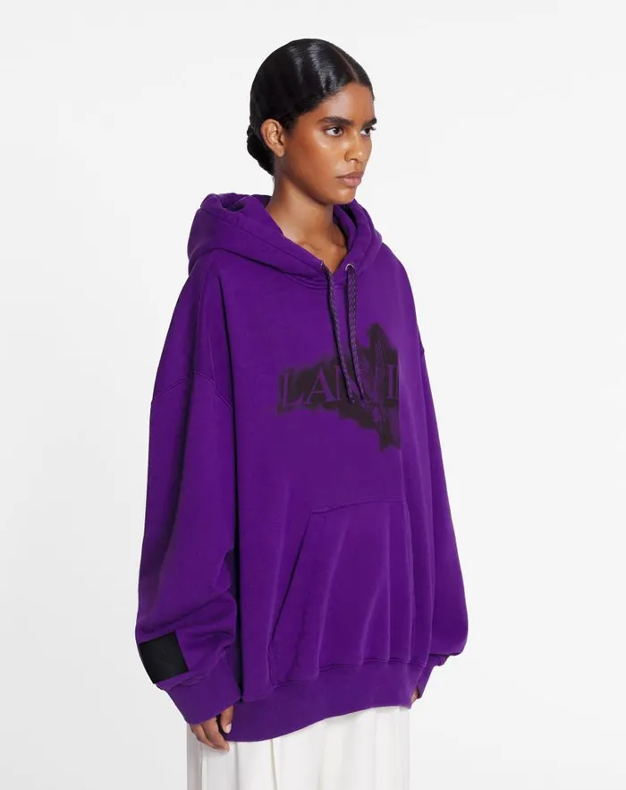 Women Lanvin TShirts and Sweatshirts Lanvin X Future Unisex Baggy Hoodie With Eagle Print Purple Reign Women Lanvin TShirts and Sweatshirts Lanvin X Future Unisex Baggy Hoodie With Eagle Print Purple Reign