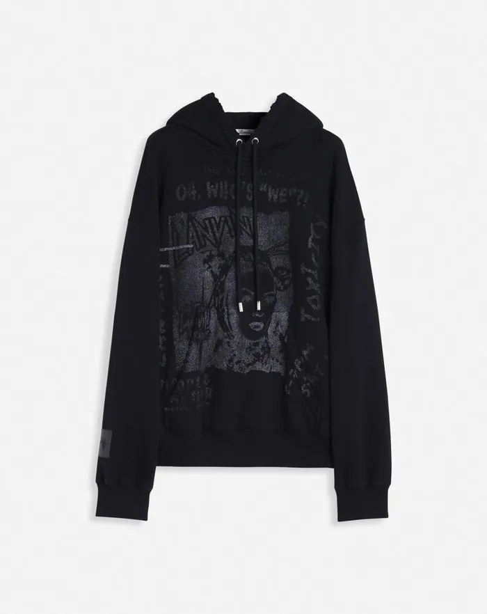Women Lanvin TShirts and Sweatshirts Lanvin X Future Unisex Loosefit Printed Hoodie Black