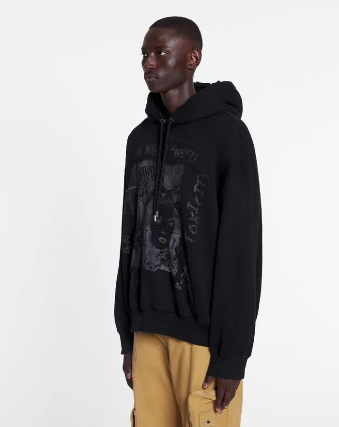 Women Lanvin TShirts and Sweatshirts Lanvin X Future Unisex Loosefit Printed Hoodie Black