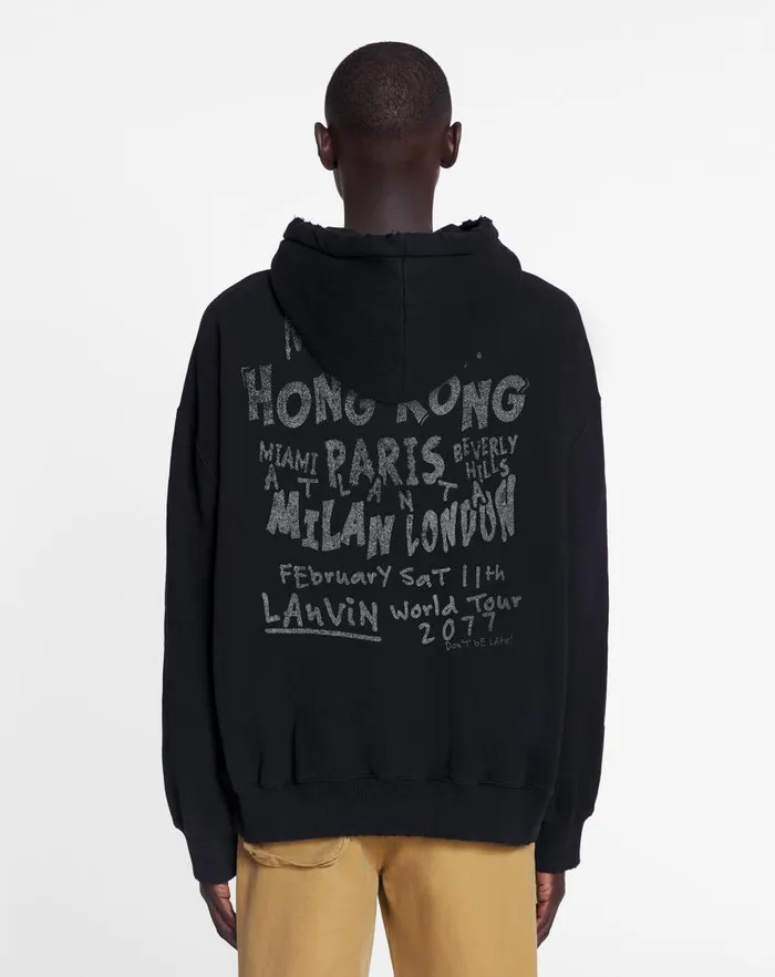 Women Lanvin TShirts and Sweatshirts Lanvin X Future Unisex Loosefit Printed Hoodie Black