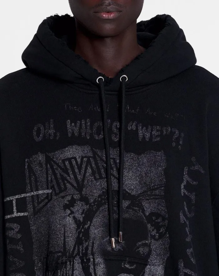 Women Lanvin TShirts and Sweatshirts Lanvin X Future Unisex Loosefit Printed Hoodie Black