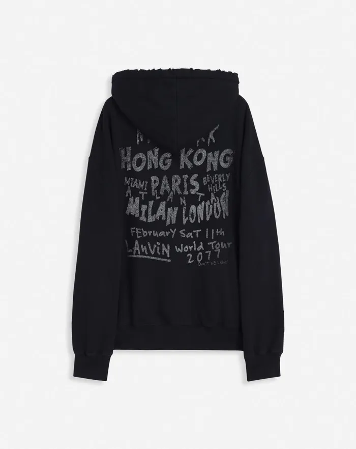 Women Lanvin TShirts and Sweatshirts Lanvin X Future Unisex Loosefit Printed Hoodie Black