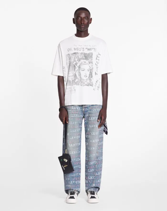 Women Lanvin TShirts and Sweatshirts Lanvin X Future Unisex Loosefit Printed Tshirt White Mustang