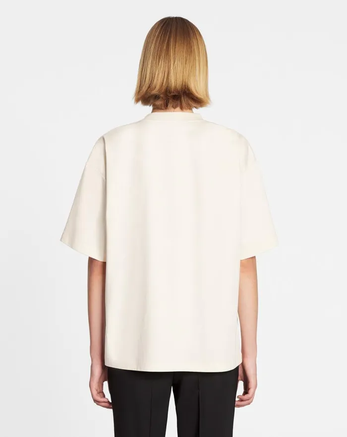 Women Lanvin TShirts and Sweatshirts Oversized Embroidered Curb Tshirt Cream