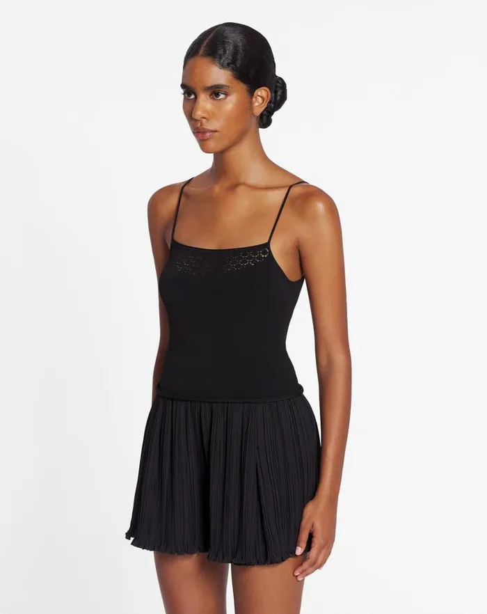 Women Lanvin Tops Tank Top With Lace Detail Black Women Lanvin Tops Tank Top With Lace Detail Black