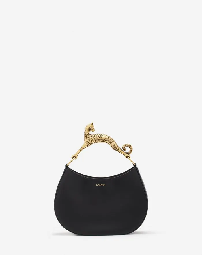 Women Lanvin Tote Bags and Top Handle Bags Hobo Cat Bag In Lamb Leather Black